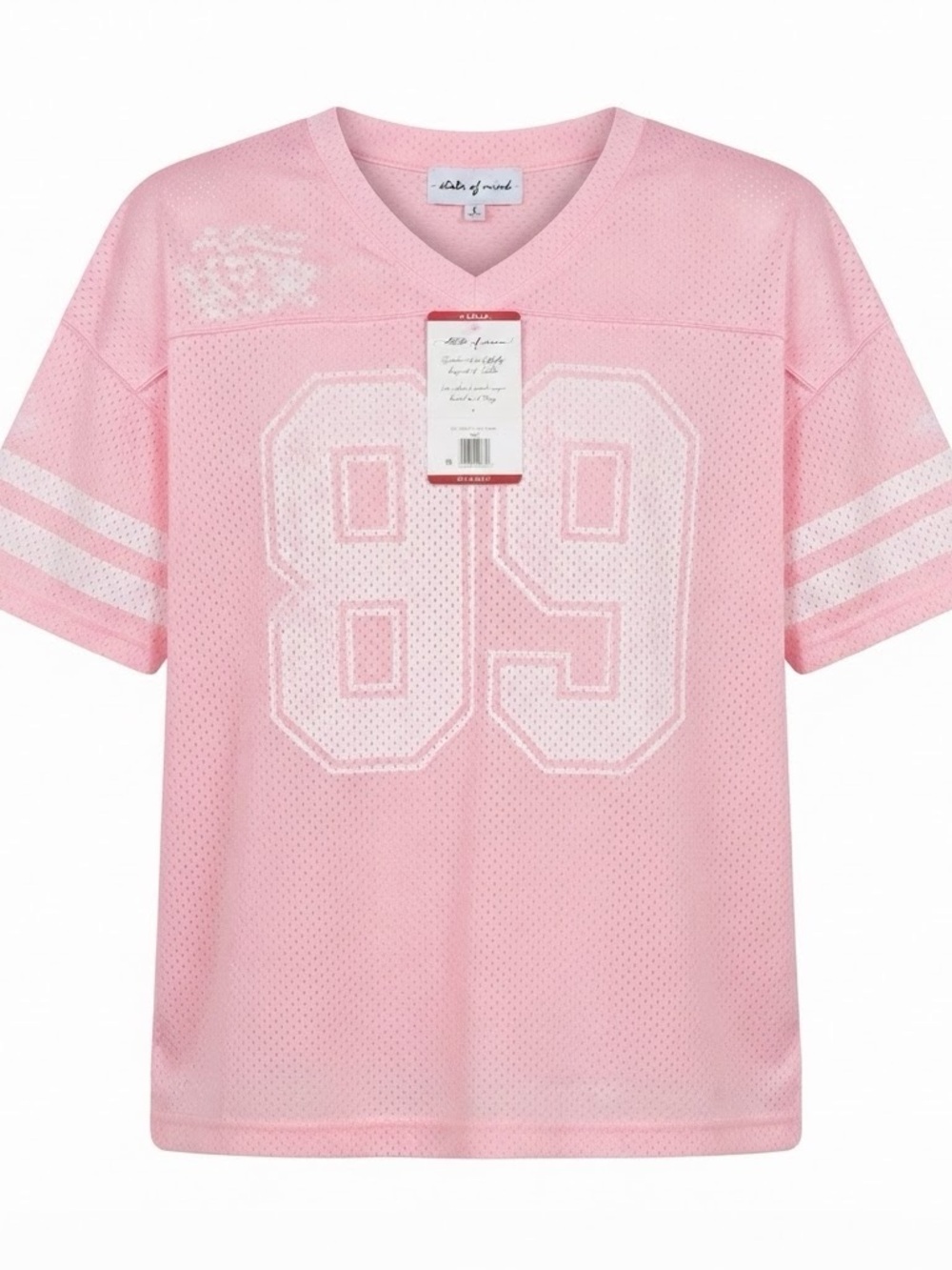 State of Mine Texas Jersey 89 Pink Mesh Athletic V-Neck Shirt NWT XL